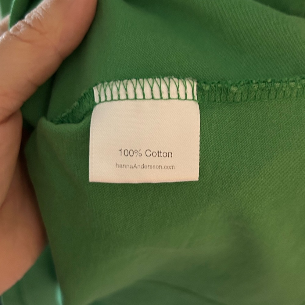 Hanna Andersson-{Size 140(10}-Girls Short Sleeve Green Dress with Flowers - Picture 4 of 6